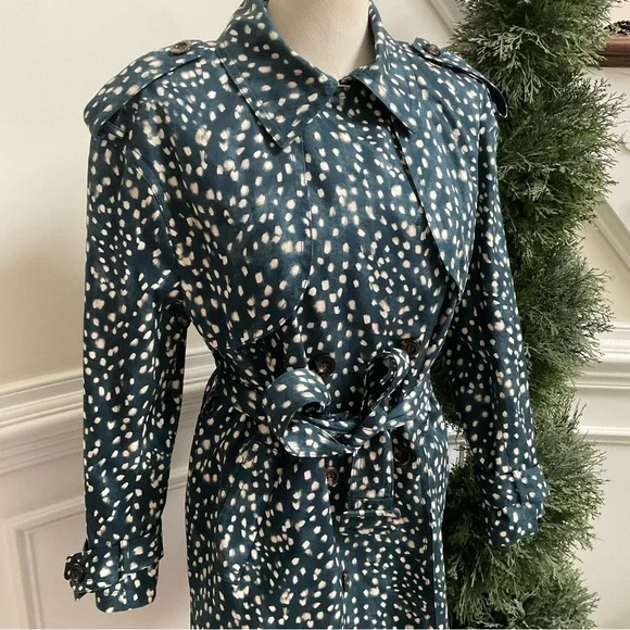 Ann Taylor Spotted Modern Trench Coat Size Large - Picture 4 of 16